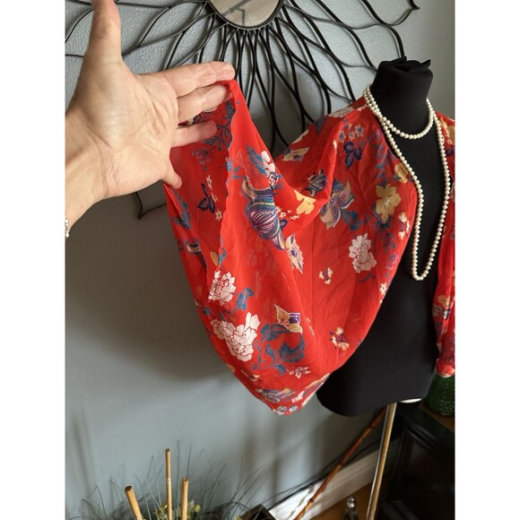 Vintage USA Women's Floral Daisy Spring Open Front Kimono Cardigan One Size Boho - Picture 2 of 6